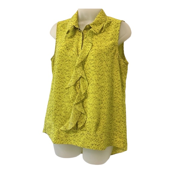 Cabi Chartreuse Ruffled Reign Blouse #3071 - Picture 3 of 11